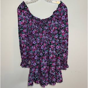 Purple Floral Mini Dress